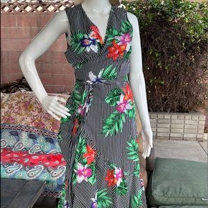 Mid length sleeveless wraparound casual dress